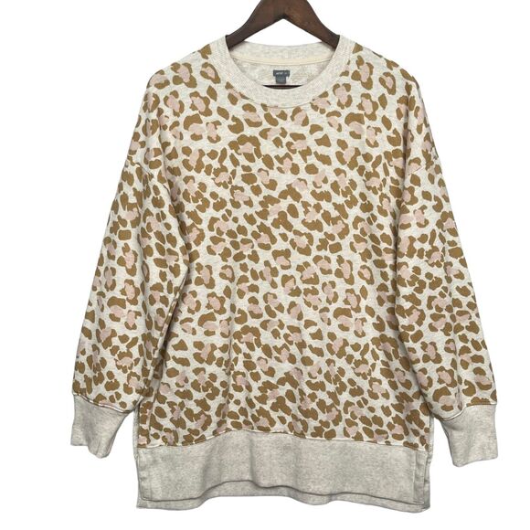 Aerie Animal Print Pullover Sweatshirt Sweater Women Size S Oversized‎ Beige - Picture 1 of 13